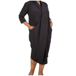 Dubgee by Whoopi Black Overlap MIDI Dress NWT Large